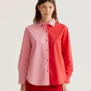 CAMISA 100% ALGODÓN BICOLOR ROSA Y ROJO