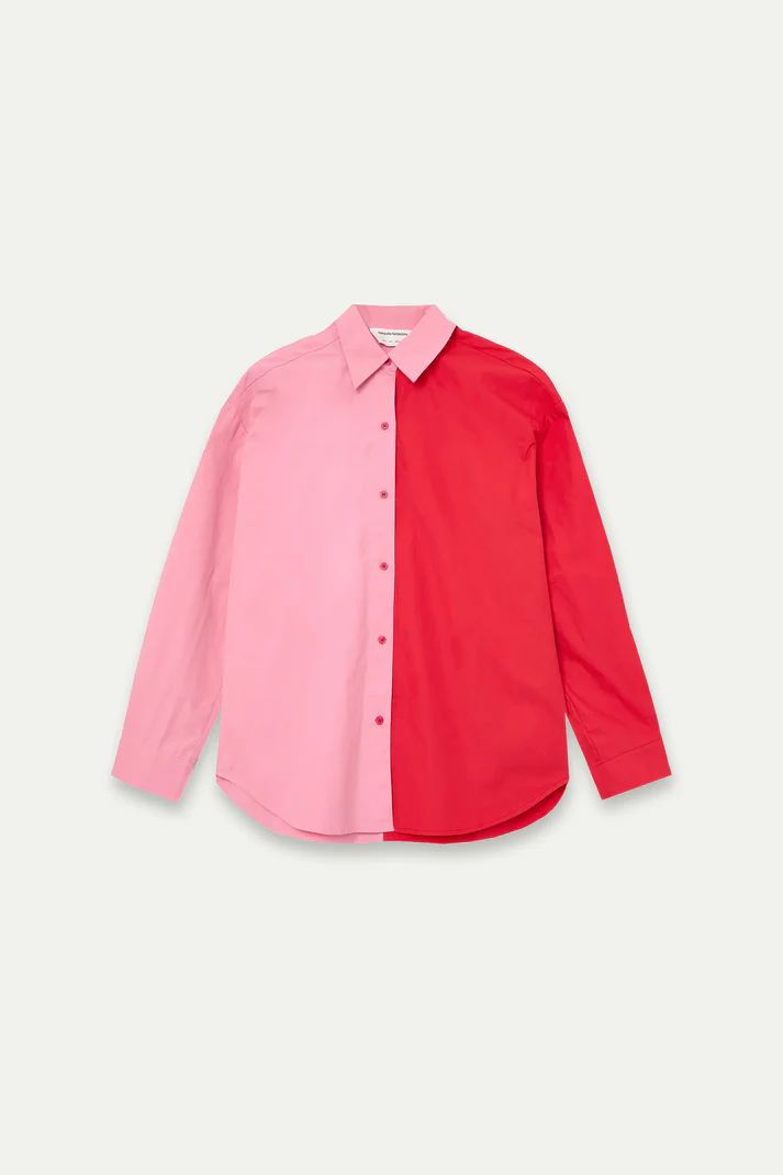 CAMISA 100% ALGODÓN BICOLOR ROSA Y ROJO - Imagen 6