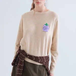 JERSEY PUNTO BEIGE CON DETALLE DE UVA