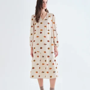 VESTIDO MIDI CON ESTAMPADO DE CARACOLES