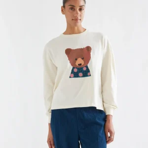 CAMISETA 100% ALGODÓN BLANCO ROTO CON ESTAMPADO DE OSO